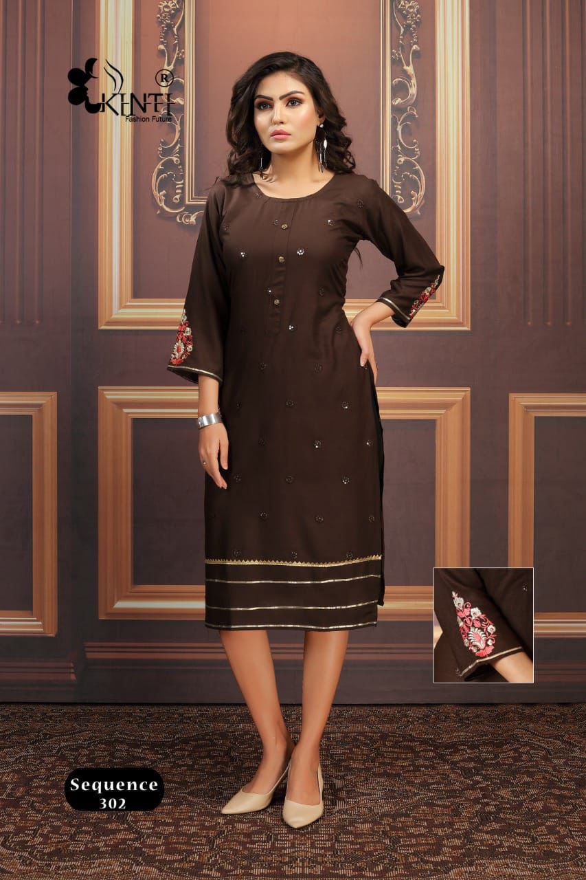 Kinti Equal 3 Ethnic Wear Sequence Embroidery Latest Kurti Collection